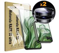 Lemxiee Film pour Motorola razr 50 Ultra & Moto razr 60 Ultra & razr 50 & razr 60 Protection Écran [2+1 Pièces] Protection d'écran TPU flexible + Verre Trempé Caméra Arrière Protecteur Film