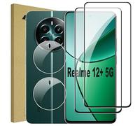 Lemxiee Film pour Realme 12+ 5G/12 Plus 5G/Realme 12 4G Verre Trempé [2+2 Pièces] Caméra Arrière Protecteur Film + Protecteur d'écran HD cadre invisible Verre Trempé