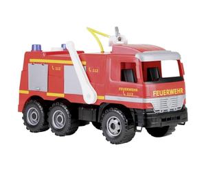 LENA - 02058 Camion de Pompiers géant GIGA Trucks Mercedes Benz Actros d'environ 65 cm à 3 essieux, réservoir de 1,5L et Lance à Eau Qui Porte jusqu'à 8 mètres, pour Les Enfants à partir de 3 Ans
