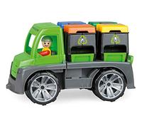 LENA - 04453 - TRUXX Recycling Truck Camion à ordures, véhicule à ordures Robuste 26 cm avec Fonction, 2 poubelles et Figurine entièrement articulée, pour Enfants à partir de 2 Ans, Vert