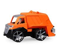 LENA - 04534 - TRUXX² Benne à ordures avec Tonne à ordures, Véhicule Utilitaire env. 30 cm, Benne à ordures avec Tonne et Figurine Mobile, pour Enfants à partir de 2 Ans, Orange/Noir