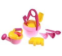 Lena 05421 - Set de Jeu de Sable Happy Sand Fille, avec 10 pièces, pour Enfants à partir de 2 Ans, avec Seau, Tamis, Pelle, râteau, arrosoir, cuillère à Glace, 2 Cornets à Glace et 2 Petits moules