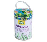 Lena 32003 Jeu de Perles Artisanales en Bois de 400 Perles à Enfiler, 5 pendentifs et 6 Cordes, pour Enfants à partir de 4 Ans, Perles pour fabriquer Vous-même des Colliers de Bijoux