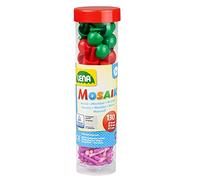Lena 35061 Mix Fun Kit d'accessoires de mosaïque avec 130 Prises, Pierres de mosaïque colorées de 5 mm, 10 mm et 15 mm, Jeu d'emboîtement pour Enfants à partir de 3 Ans, kit de Bricolage mosaïque