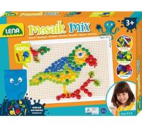 LENA 35594 - Set de mosaïque à emboîter, mosaïque à emboîter avec 400 fiches, fiches de mosaïque Ø 5mm, 10mm et 15mm, jeu de mosaïque pour enfants à partir de 3 ans