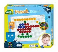 Lena 35622 - Jeu d'emboîtement mosaïque, mosaïque à emboîter avec 80 fiches transparentes, fiches mosaïque 15 mm, jeu de mosaïque pour enfants à partir de 3 ans