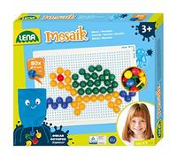 Lena 35624 - Jeu d'emboîtement mosaïque, mosaïque à emboîter avec 80 fiches colorées, fiches mosaïque Ø 15 mm, Jeu de mosaïque pour Enfants à partir de 3 Ans