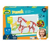 Lena 35628 - Jeu d'emboîtement mosaïque, mosaïque à emboîter avec 200 fiches, fiches mosaïque Ø 10 mm, Jeu de mosaïque pour Enfants à partir de 3 Ans