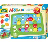 LENA - 35632 - Ma première mosaïque Nature, mosaïque à emboîter avec 36 fiches, tesselles de Ø 32 mm, Jeu de mosaïque avec 7 modèles à emboîter, Jeu d'emboîtement pour Enfants à partir de 2 Ans
