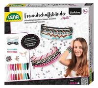 Lena 42116 Jeu de Bracelets de l'amitié à fabriquer, 2 Rubans de Satin, 8 Fils, 140 Perles, Jeu de nouage à partir de 8 Ans, avec Instructions pour la Fabrication de 10 Bracelets 5 en 1