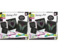 LENA - 42650 Set d'artisanat String Art Papillon et Coeur, Set Complet pour 2 Images de Fils tendus, avec 2 plaques de Base, épingles et 6 Fils colorés, pour Enfants à partir de 8 Ans Multicolore