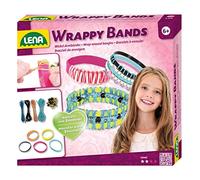 LENA - 42652 Kit d'artisanat Wrappy Bands pour faire soi-même 3 bracelets, 7 bandes de silicone en 5 couleurs, cordon en 4 couleurs et 48 perles à enfiler, pour enfants à partir de 6 ans Multicolore