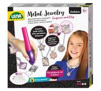Lena 42655 Coffret Engraver's Jewelry Studio, Kit de Gravure pour Enfant à partir de 9 Ans avec graveur à Piles, 800 Diamants et 6 pendentifs en métal argenté avec Colliers