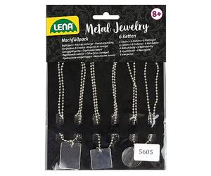 LENA - 42657 Pack de Recharge avec 6 chaînes métalliques et pendentifs pour Réf. 42655 "Gravure's Jewelry Studio, Pack supplémentaire pour l'atelier de Bijouterie
