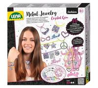 LENA - 42658 - Set de Bricolage Bijoux en métal avec Pierres précieuses en Cristal, avec 16 pendentifs en métal, 6 Rubans, 650 Pierres en Strass & Paillettes, pour Enfants à partir de 8 Ans