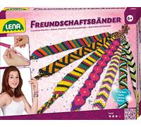 LENA 42689 Kit d'artisanat Bracelets d'amitié avec du Fil en 13 Couleurs et de Nombreuses Perles à Enfiler, Un Ensemble de nouage pour Les Enfants à partir de 6 Ans, avec des Instructions Multicolore