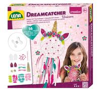 Lena 42701, Kit de Bricolage Dreamcatcher Licorne, 56 pièces, pour fabriquer Un Attrape-rêves avec Anneau, Rubans et ficelles colorés, Perles et Fleurs en Tissu, kit pour Enfants à partir de 6 Ans