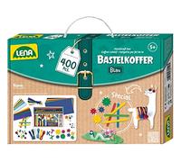 Lena 42715 - Coffret de Bricolage avec 400 pièces, avec Papier coloré, Caoutchouc Mousse, Cure-Pipe, Yeux vacillants, Pompons, bâtonnets de Glace et Plus, à partir de 5 Ans, Bleu & Vert