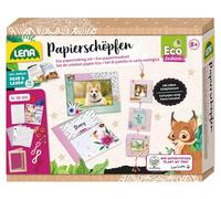 LENA 42838 Eco Création en papier pour enfants à partir de 8 ans, kit de bricolage avec cadre à création, autocollants, papiers à motif, cordes, pendentifs en métal, papier crépon, pochoirs, perles en