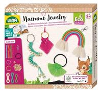 Lena 42839 Eco Macramé Jewelry Kit de création de bijoux pour enfants à partir de 8 ans pour nouer un porte-clés, un collier, un élastique à cheveux et un pendentif arc-en-ciel