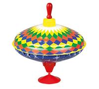 Lena 52225 - Toupie bourdonnante Multicolor Ø 19 cm, toupie à bascule en tôle, toupie à pompe classique, toupie en tôle avec motif, toupie avec pied, toupie jouet pour enfants dès 18 mois, multicolore