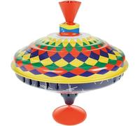 Lena - 52225 Toupie bourdonnante Multicolor Ø 19cm, toupie à Bascule en tôle, toupie à Pompe Classique, toupie en tôle avec Motif, toupie avec Pied, toupie Jouet pour Enfants dès 18 Mois, Multicolore