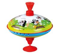 Lena 52249 - Toupie bourdonnante La petite taupe Ø19 cm, toupie en métal, toupie à bascule en tôle, toupie classique à pompe, toupie en tôle avec pointe, toupie jouet pour enfants dès 18 mois