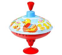 Lena 52266 - Toupies bourdonnantes Petits Canards Ø 16 cm, Toupies à Bascule en métal en tôle, Toupies à Pompe Classiques, Toupies en tôle avec Motif, Toupies avec Pied, pour Enfants dès 18 Mois