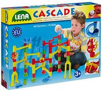 Lena 65290 - Cascade Piste à Billes Speed, Piste à Billes à Assembler, Jeu de Construction de Piste à roulettes avec 44 éléments de Piste et 20 Billes en Verre, pour Enfants à partir de 3 Ans