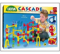 Lena 65290 - Cascade Piste à Billes Speed, Piste à Billes à Assembler, Jeu de Construction de Piste à roulettes avec 44 éléments de Piste et 20 Billes en Verre, pour Enfants à partir de 3 Ans