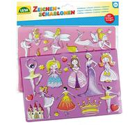 LENA - 65766 Ensemble de gabarits avec princesses et elfes, 2 gabarits avec motifs et modèles de couleurs pour princesses et fées de contes, 26 x 19 cm, pour enfants à partir de 3 ans