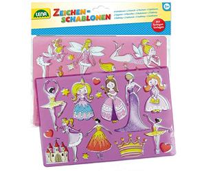 LENA - 65766 Ensemble de gabarits avec princesses et elfes, 2 gabarits avec motifs et modèles de couleurs pour princesses et fées de contes, 26 x 19 cm, pour enfants à partir de 3 ans