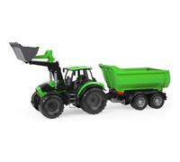 LENA - 7250 Worxx Tracteur Deutz-Fahr Agroton avec remorque - Véhicule Jouet 74 cm dès 3 Ans, intérieur & extérieur, essieux en Acier, fabriqué en Europe