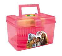 Lena Boîte de Nettoyage avec Accessoires Hobby Horsing - Kit de Soins pour Chevaux pour Enfants - Convient pour l'intérieur et l'extérieur - avec grattoir à Sabot, éponge, Peigne à crinière, étrille