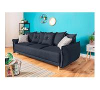 Lena - canapé 3 places convertible - avec coffre - en tissu style scandinave - Bleu
