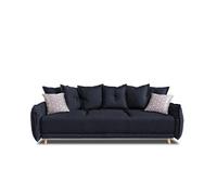 Lena - canapé 3 places convertible - avec coffre - en tissu style scandinave - Bleu