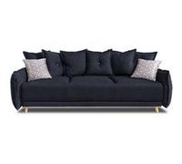 Lena - canapé 3 places convertible - avec coffre - en tissu style scandinave - Bleu