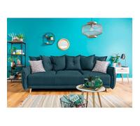 Lena - Canapé 3 places convertible - avec coffre - en tissu style scandinave Couleur - Bleu turquoise - Bleu turquoise - Bobochic