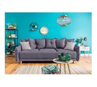 BOBOCHIC Lena - Canapé 3 places convertible - avec coffre - en tissu style scandinave - Gris clair