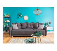 BOBOCHIC Lena - Canapé 3 places convertible - avec coffre - en tissu style scandinave Couleur - Gris foncé - Gris foncé