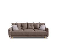 Lena - canapé 3 places convertible - avec coffre - en tissu style scandinave - Latte