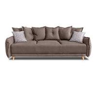 Lena - canapé 3 places convertible - avec coffre - en tissu style scandinave - Latte