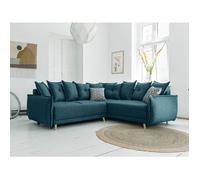 Lena - canapé d'angle convertible - avec coffre - style scandinave - 5 places - droit Couleur - Bleu turquoise - Bleu turquoise - Bobochic