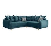 Lena - canapé d'angle convertible - avec coffre - style scandinave - 5 places - droit Couleur - Bleu turquoise - Bleu turquoise - Bobochic