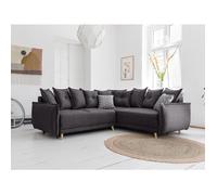 Lena - canapé d'angle convertible - avec coffre - style scandinave - 5 places - droit - Gris foncé
