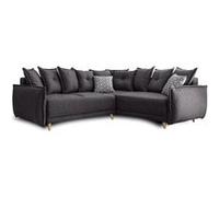 Lena - canapé d'angle convertible - avec coffre - style scandinave - 5 places - droit - Gris foncé Gris foncé G