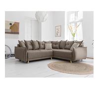 Lena - canapé d'angle convertible - avec coffre - style scandinave - 5 places - droit - Latte