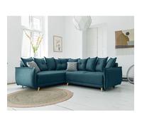 Lena - canapé d'angle convertible - avec coffre - style scandinave - 5 places - gauche - Bleu turquoise Bleu turquoise