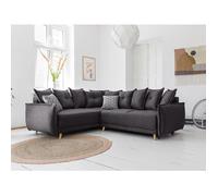Lena - canapé d'angle convertible - avec coffre - style scandinave - 5 places - gauche - Gris foncé