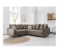Lena - canapé d'angle convertible - avec coffre - style scandinave - 5 places - gauche - Latte